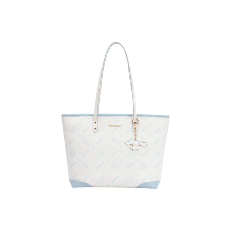 MESUCA Synthetic Leather Tote Bag, Shopping Bag, Shoulder Bag Women's Blue White-0