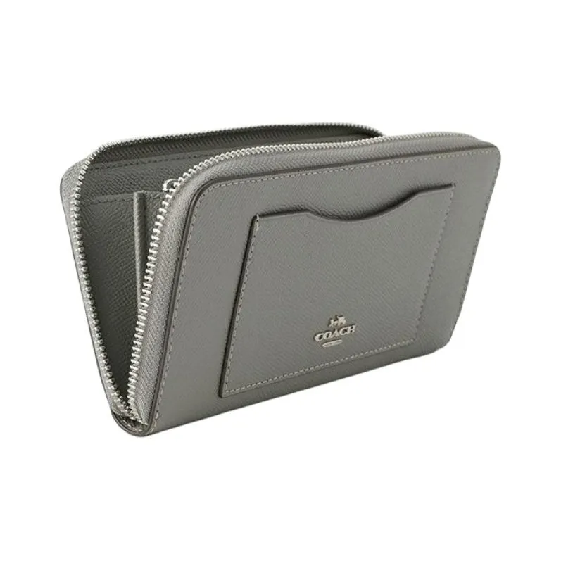 COACH Leather Wallet Trumpets Unisex Heather Gray-2