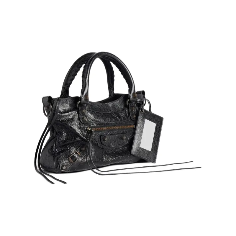Balenciaga Le City Arena Historic Lambskin Shoulder Bag, Crossbody Bag, Handbag Women's Black-2