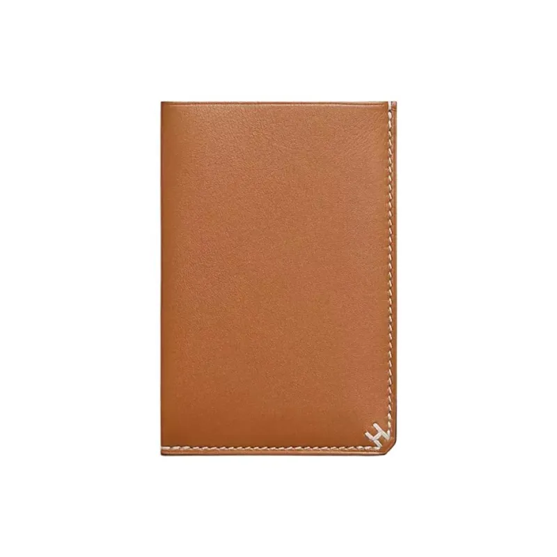 HERMES H Sellier Calfskin Card Holder Women's 21 Naturel Sable Light Tea Brown-1