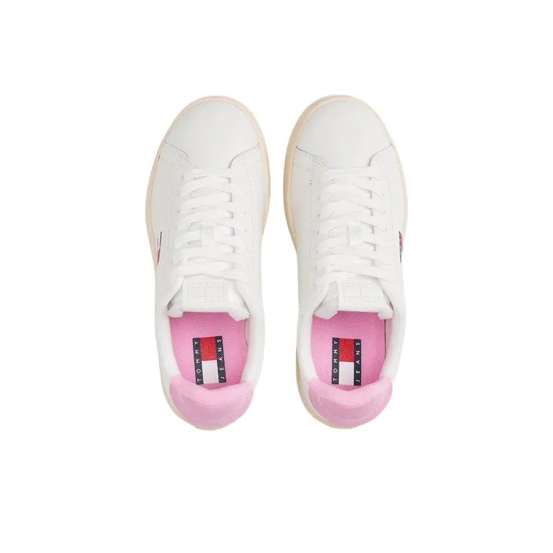 Tommy Hilfiger Trainers Low Top Skateboard Shoes Women's White Pink-3