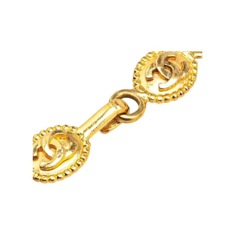 CHANEL 1996 Plated Cc Medallion Clover Pendant Necklace Costume Necklace-2