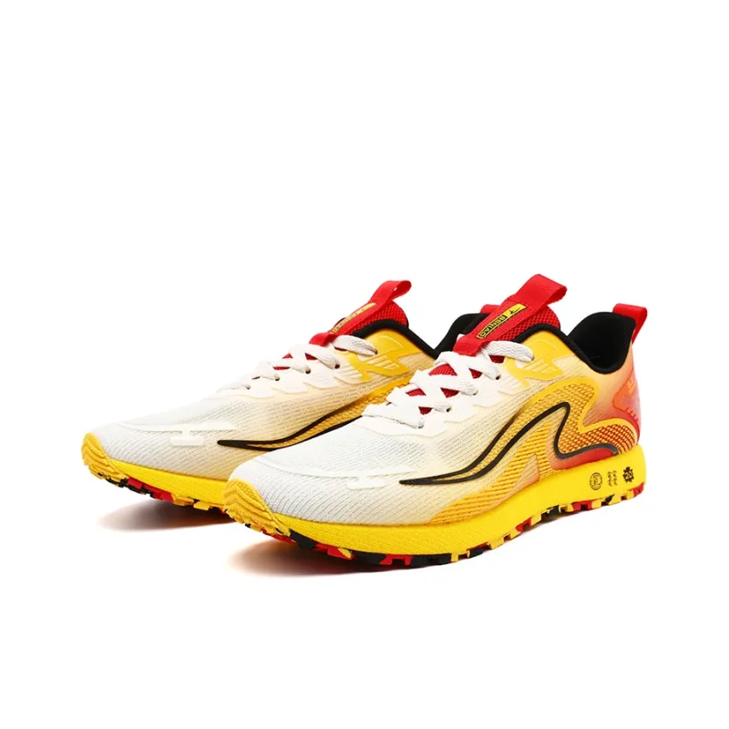 BIERLI Running Shoes Men Low Top Beige Yellow/Light Gray/Light Green-1