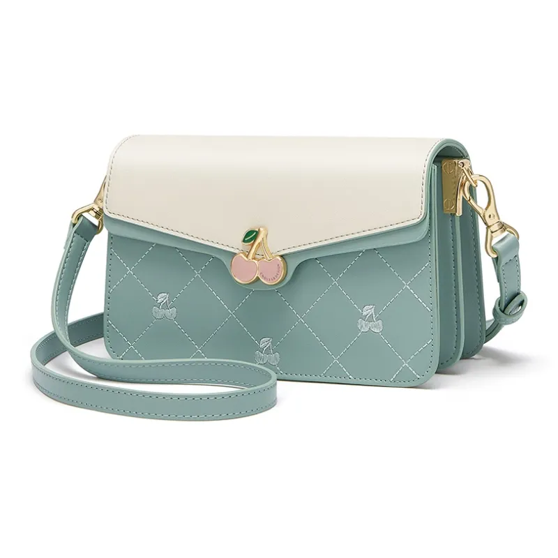 CNOLES Cow Leather/Synthetic Leather Shoulder Bag Crossbody Bag Regular Women's Emerald White-1
