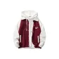 Burgundy Coat+White Sweatshirt