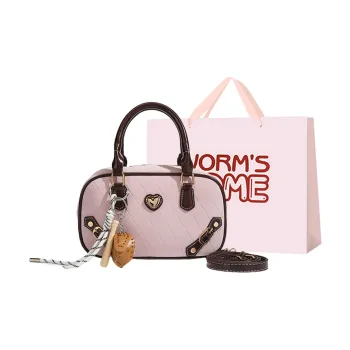 Worm's Home PU Crossbody One Shoulder Handbag Women's Pink