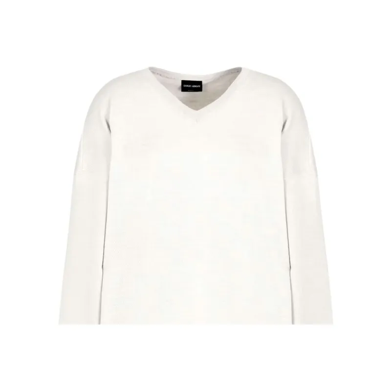 GIORGIO ARMANI Cashmere Silk And Hemp V neck Jumper-1