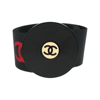 CHANEL Acrylic Belt Women's Black Width 4CM