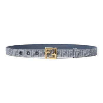 FENDI Calfskin Leather Belts Unisex Blue Width 2CM
