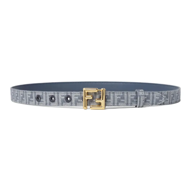 FENDI Calfskin Leather Belts Unisex Blue Width 2CM-0