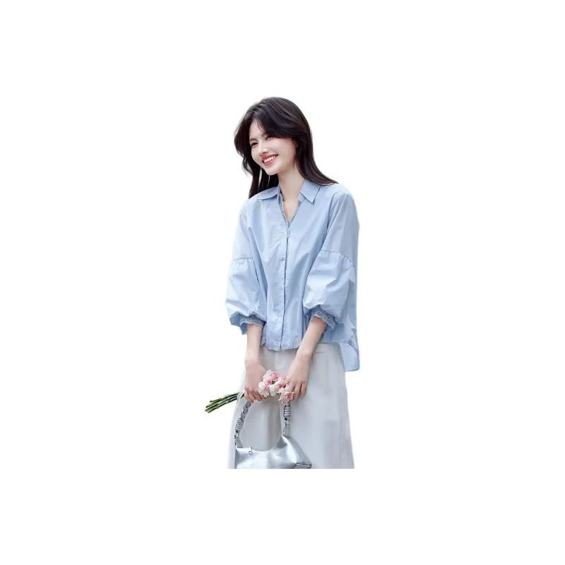 Still quiet Shirts Women's Blue-0