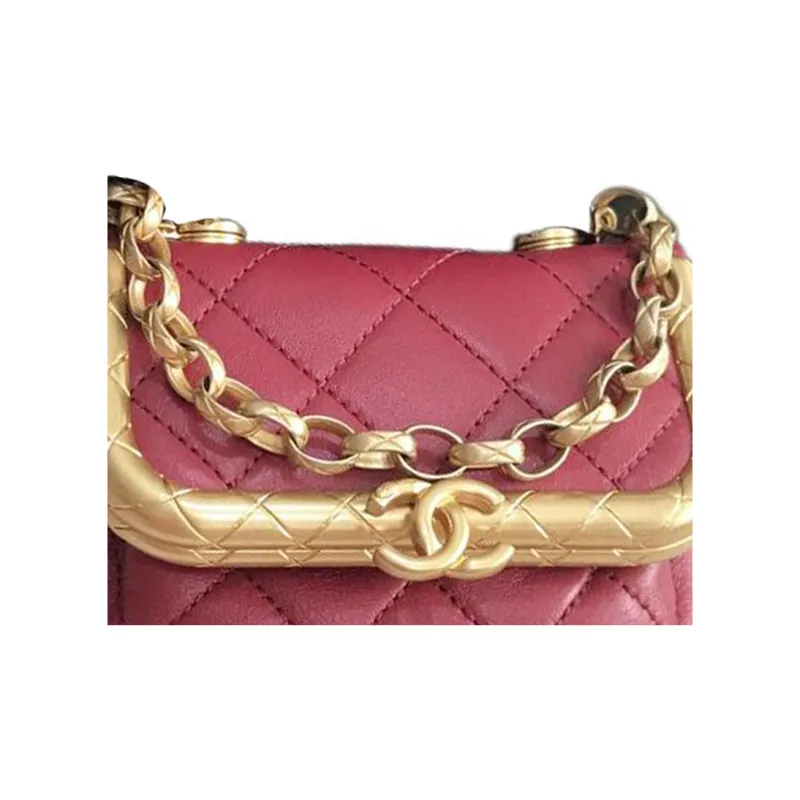 CHANEL Sheepskin Box Bag, Shoulder Bag, Crossbody Bag, Handbag Trumpets Women's Red-2