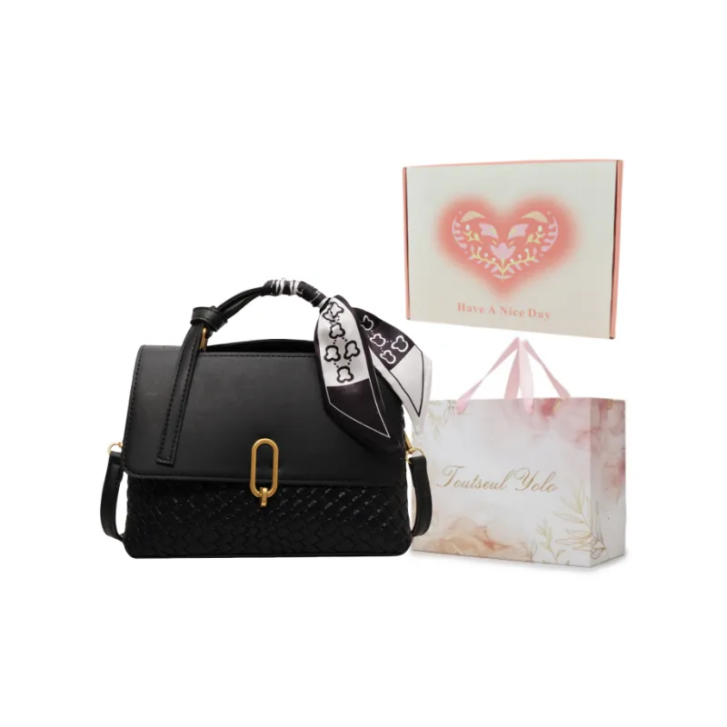 TOUTSEUL YOLO PU One Shoulder Handbag Regular Women's Black/Coffee & Brown & White/Coffee & Green-27