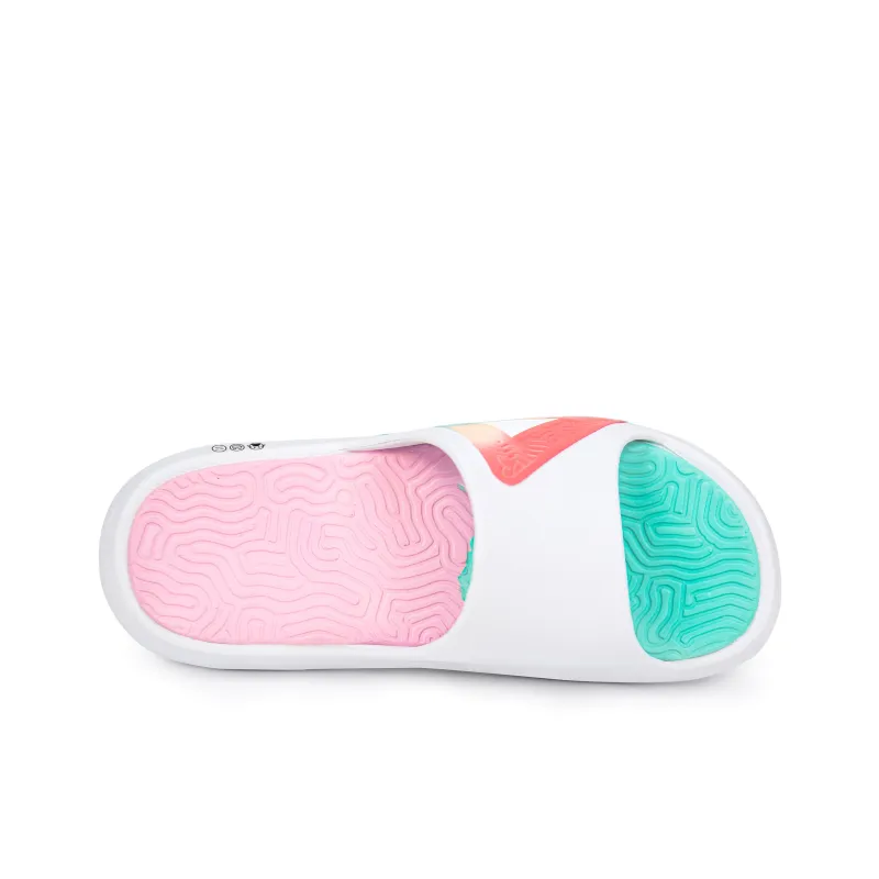 PEAK Tai Ji1.0 Quiet Slip Resistant Abrasion Resistant Slide Slippers Unisex White Gouache Green-3