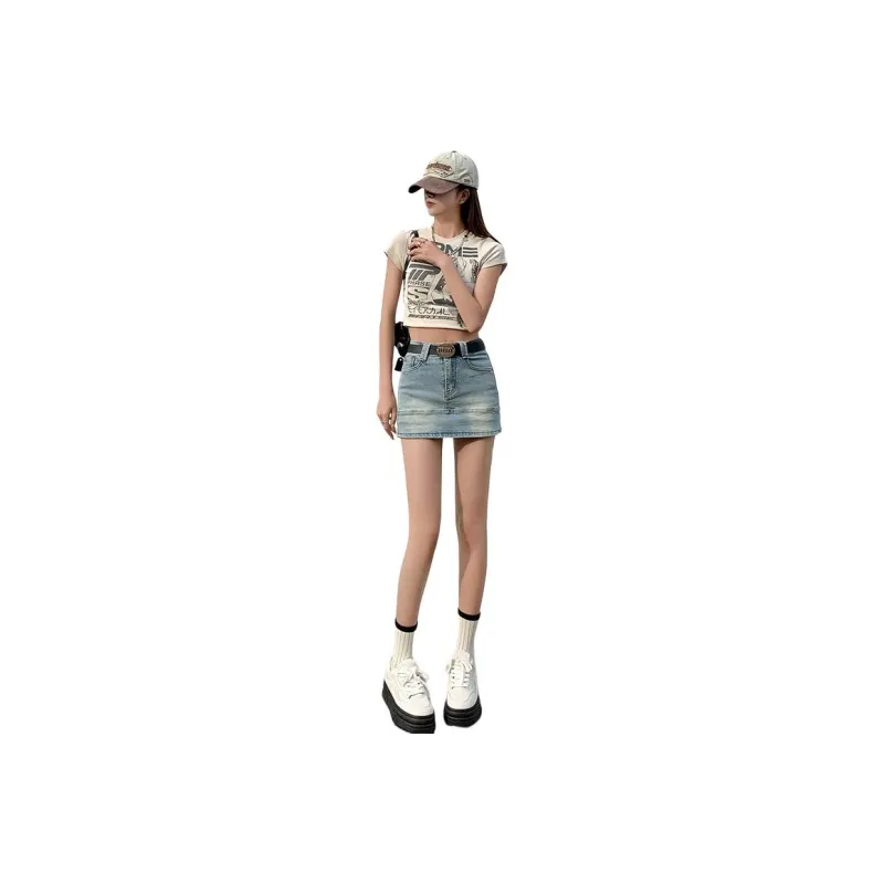 YINLEI Denim Short Skirts Women's-0