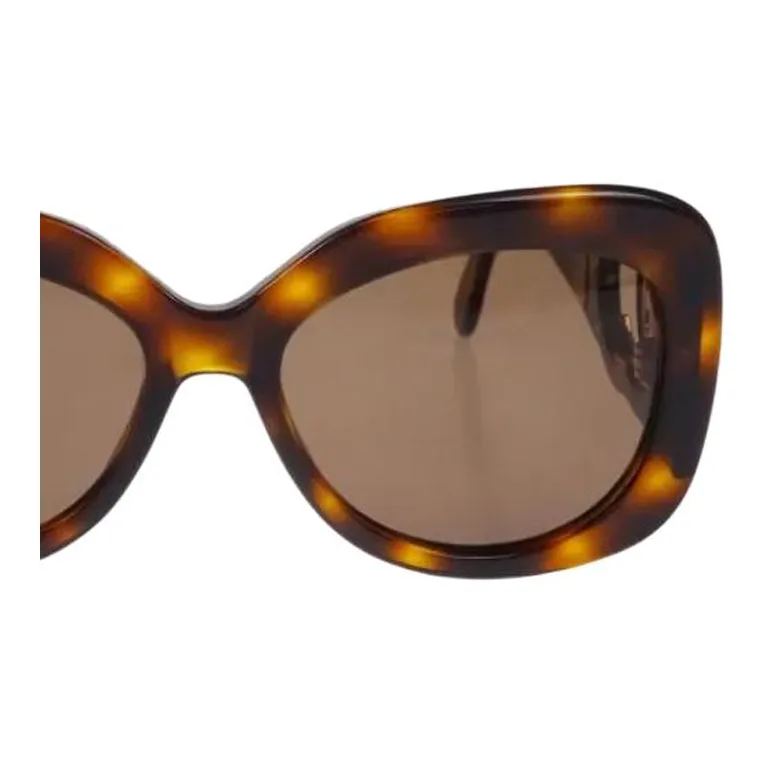 CHANEL Acrylic Irregular Shape Sunglasses Women's Tortoiseshell-2