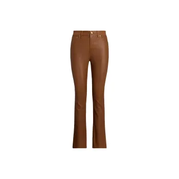 LAUREN RALPH LAUREN Leather Pants Women's Khaki