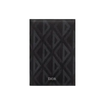 DIOR CD Diamond Canvas Passport Holder Men's Black