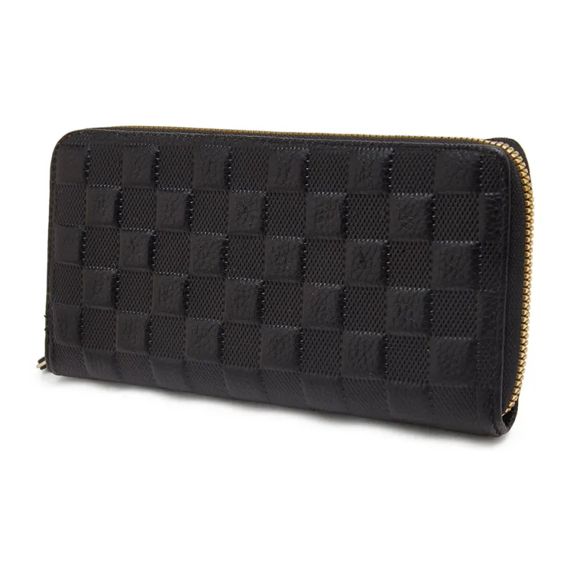 Old Man's Head Top Grain Cow Leather Wallet Men's Black-2