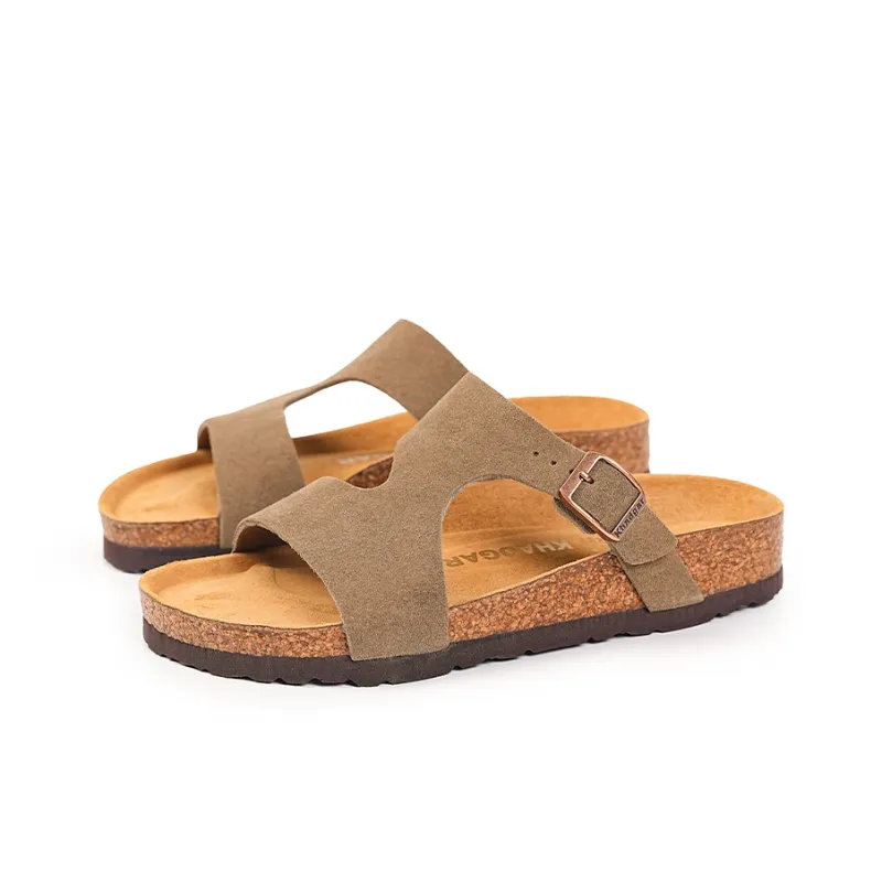 Khadgar EVA Rubber Sole Cork Sole Quiet Slip Resistant Abrasion Resistant Slide Slippers Women's-21
