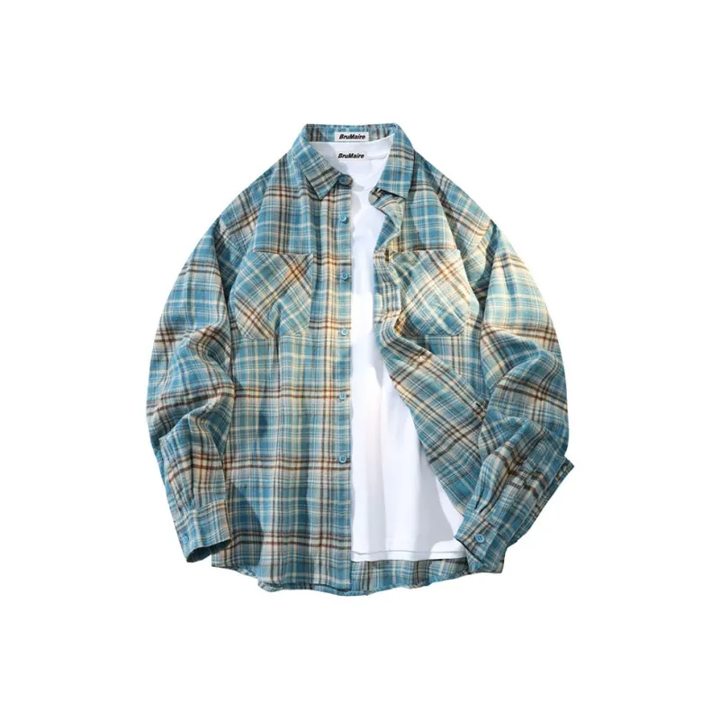 BRUMAIRE Shirt Unisex Blue Plaid-4