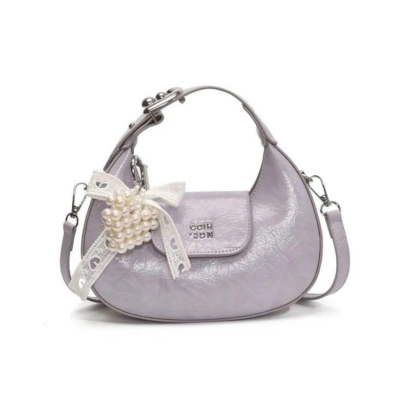 Meow In The Grass PU One Shoulder Handbag Women's Purple/Yellow/Silver/Black/White-0