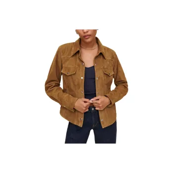 REFORMATION Veda Skylar Suede Shirt Jacket Denim Jacket Women's