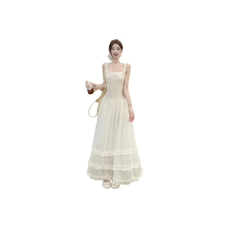 Mu Xiao Xin Slip Dresses Women's Apricot-0