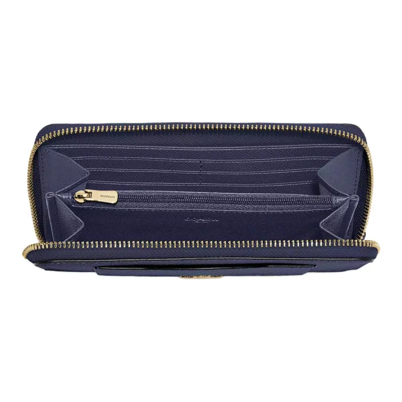 COACH Accordion Zip Wallet Leather Wallet Trumpets Women's Marine Blue-1