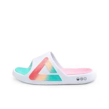 PEAK Tai Ji1.0 Quiet Slip Resistant Abrasion Resistant Slide Slippers Unisex White Gouache Green