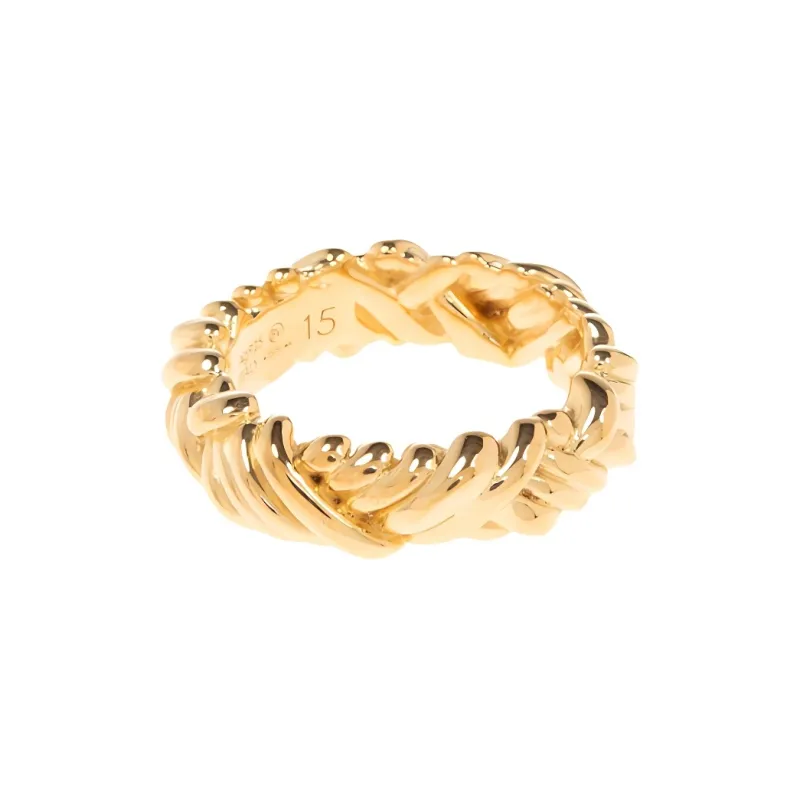 Bottega Veneta 925 Sterling Silver Rings Unisex Gold-1