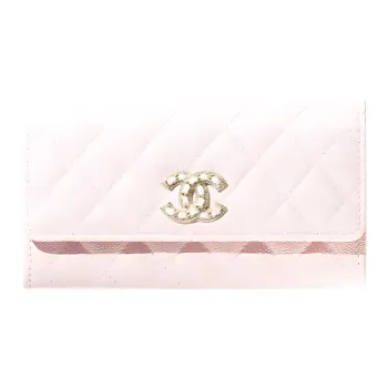 CHANEL Caviar Cow Leather Wallet Women's Light Pink