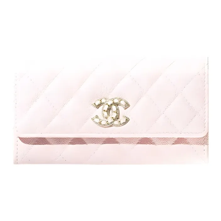 CHANEL Caviar Cow Leather Wallet Women's Light Pink-0