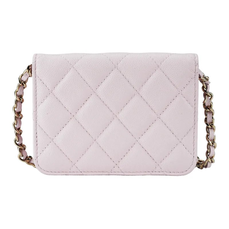 CHANEL 22SS Cow Leather Evening Bag, Coin Purse, Shoulder Bag, Crossbody Bag Mini Women's Pink-2