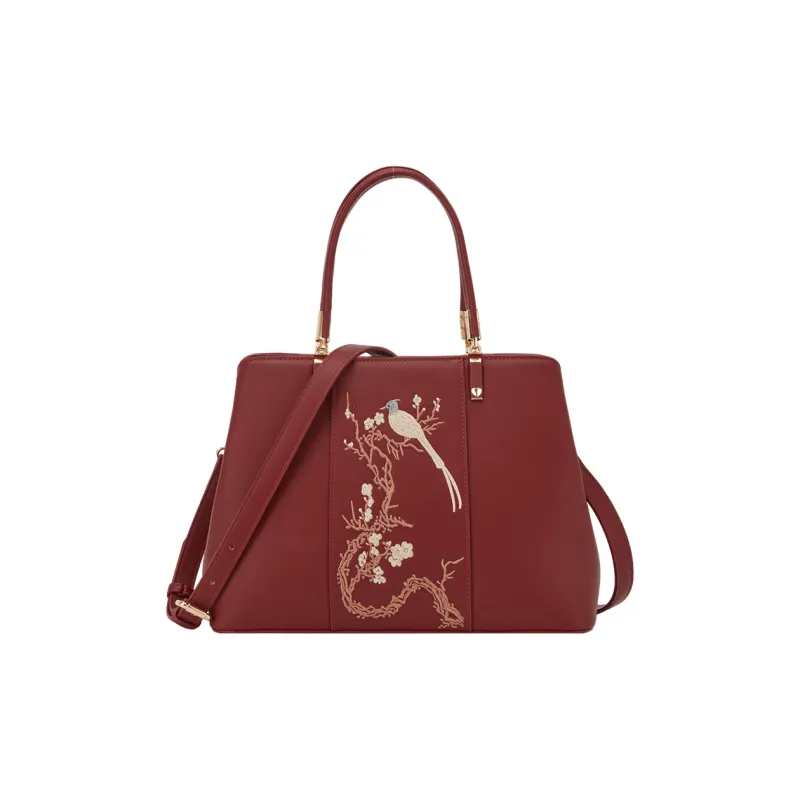 YEARCON Synthetic Leather Shoulder Bag, Crossbody Bag, Handbag Tubas Women's Burgundy-0