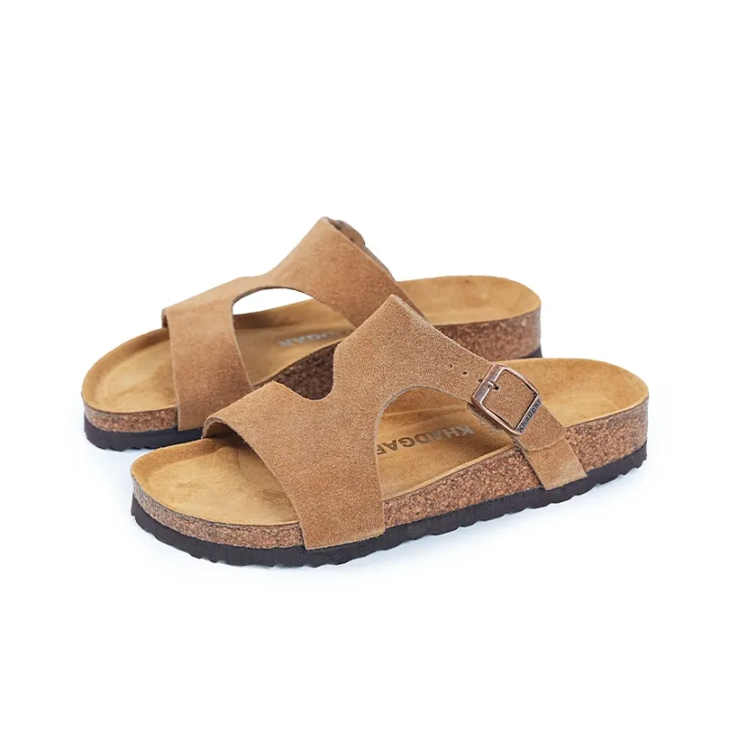 Khadgar EVA Rubber Sole Cork Sole Quiet Slip Resistant Abrasion Resistant Slide Slippers Women's-1
