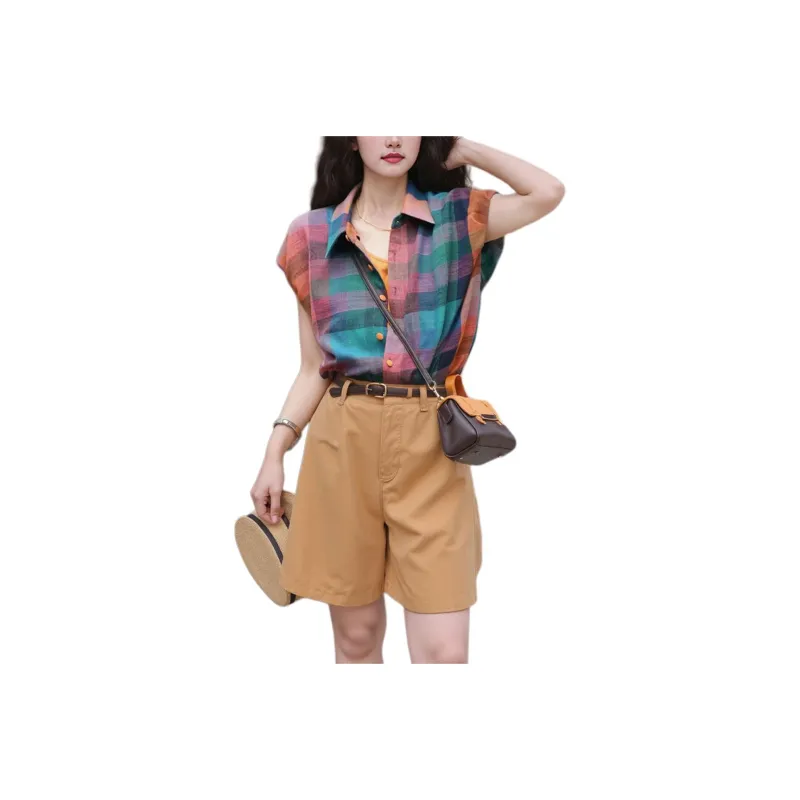 Wbwq Shirts Women's Multicolor Plaid-0