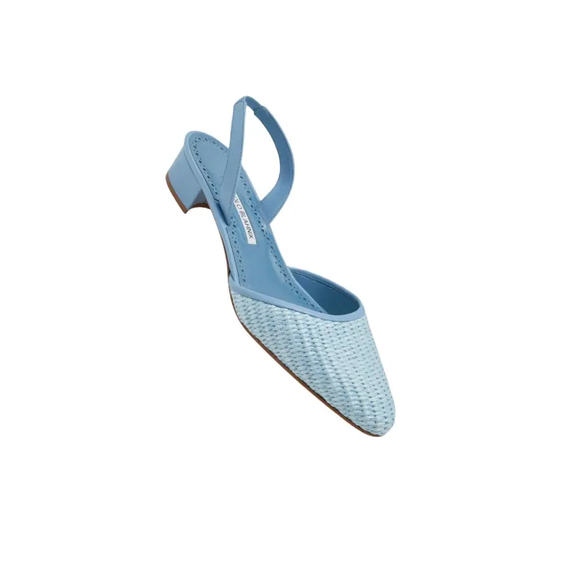MANOLO BLAHNIK Raffro Chunky Heel High Heels 3cm Women's Light Blue-3