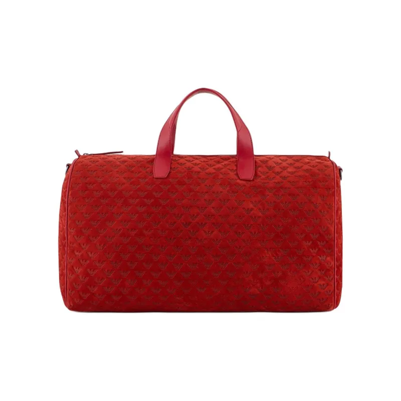 EMPORIO ARMANI Cow Leather Travel Bag Red-2