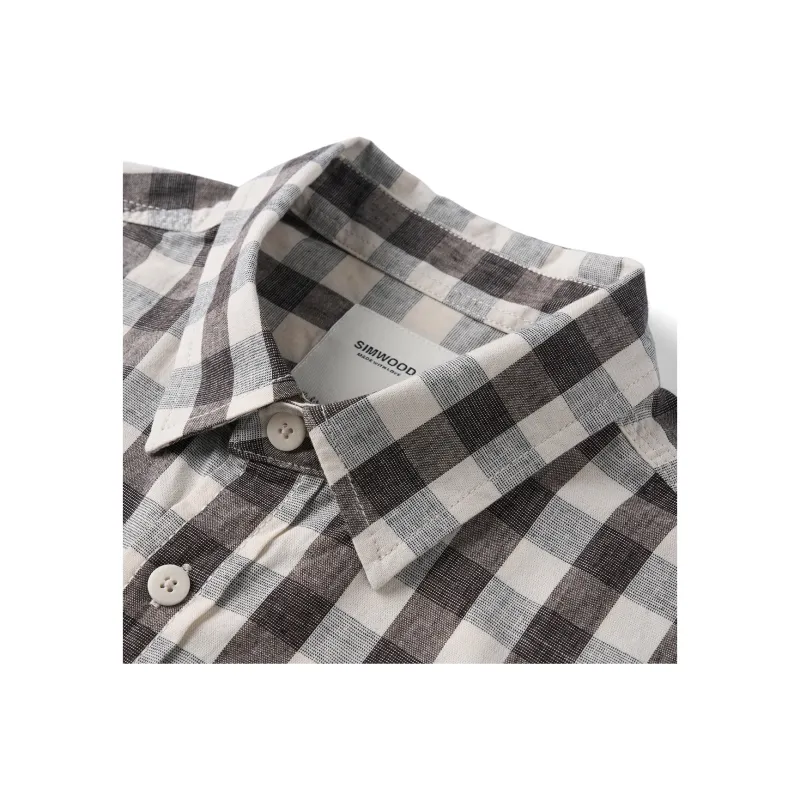 SIMWOOD Shirts Men Beige & Black Plaid-2