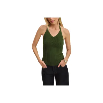 REFORMATION Delia Ribbed Halter Top Camisole Women's