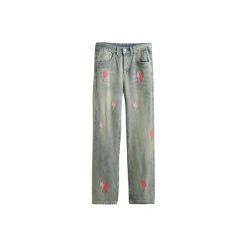 OKPI Jeans Unisex Lightning Patch ☆ Vintage Blue ☆