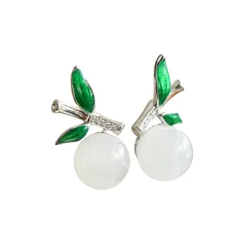 Jade Ink Love Hetian Jade Earrings White Jade Unisex