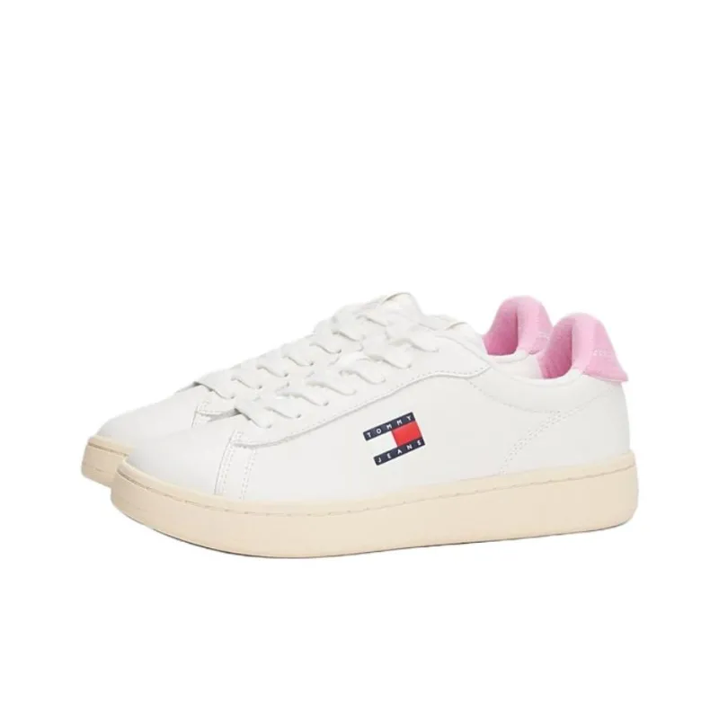 Tommy Hilfiger Trainers Low Top Skateboard Shoes Women's White Pink-2