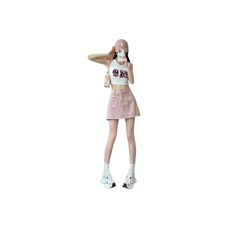 YINLEI Denim Short Skirts Women's-3