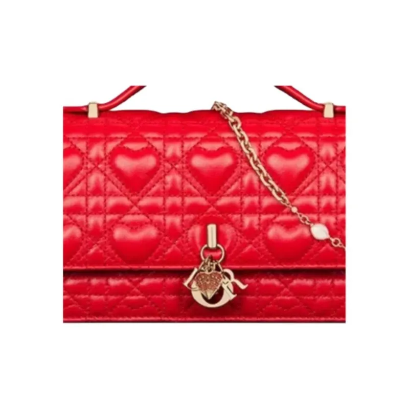 DIOR My Dior Leather Handbag Mini Women's Red-5