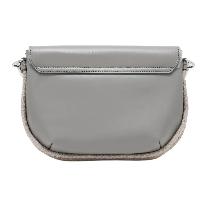 AMANI Napa Calf Leather Shoulder Bag, Crossbody Bag Medium Size Unisex Gray-2