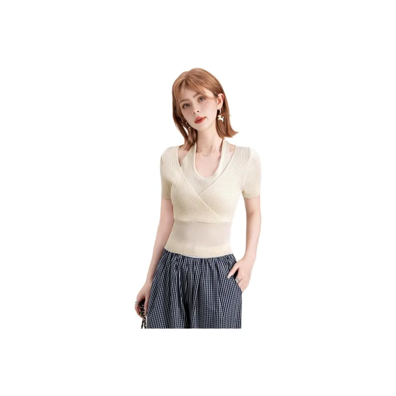 FAWENXIANGZI T Shirts Women's Apricot-0