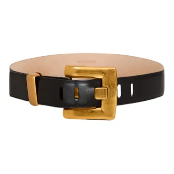 BALMAIN Calfskin, Metal Leather Belts Women's Black 4.5CM