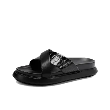Voguhomme Slip Resistant Slide Slippers Men's Black